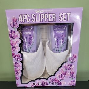NIB Onyx Professional Lavender Slipper Foot Scrub Foot Lotion Set-Perfect gift!